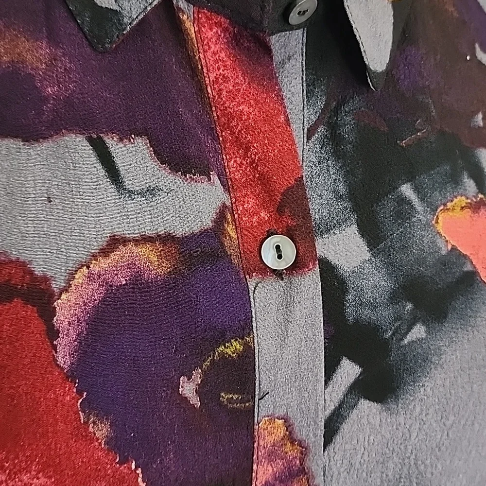 Printed Button-Front Blouse - Multi Color - Picture 6 of 9